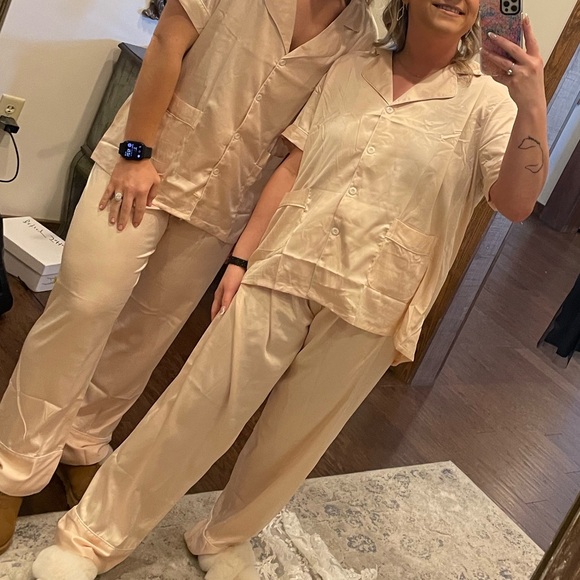 Silky Pastel Pink Pajama Set - Picture 2 of 3